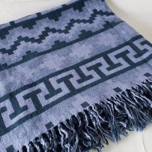 Alpaca wool fringe throw blanket